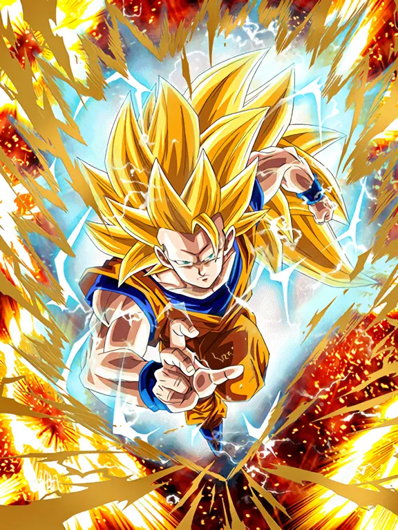 Gambar transformasi Goku menjadi Super Saiyan