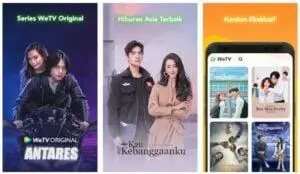 Antarmuka aplikasi WeTV yang menampilkan fitur pencarian dan rekomendasi