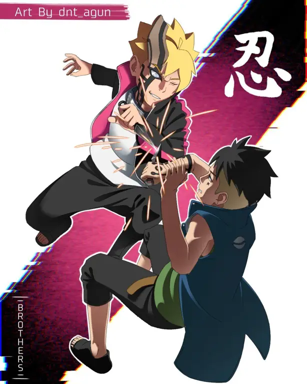 Gambar Boruto dan Kawaki bersama, menunjukkan persahabatan mereka