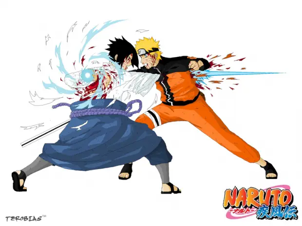 Gambar pertarungan akhir antara Naruto dan Sasuke