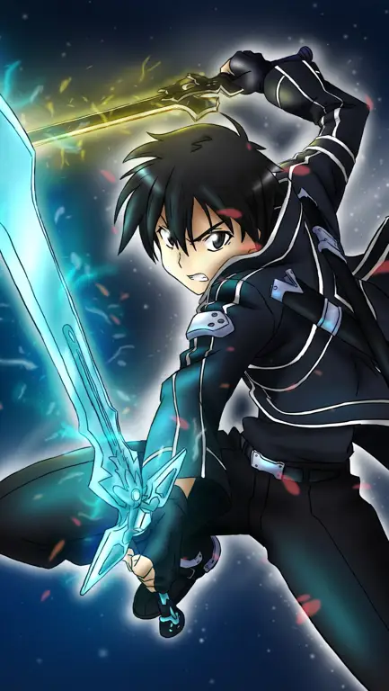 Gambar Kirito sedang bertarung