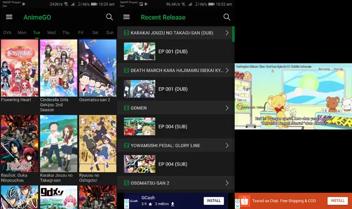 Gambar berbagai aplikasi streaming anime di layar ponsel