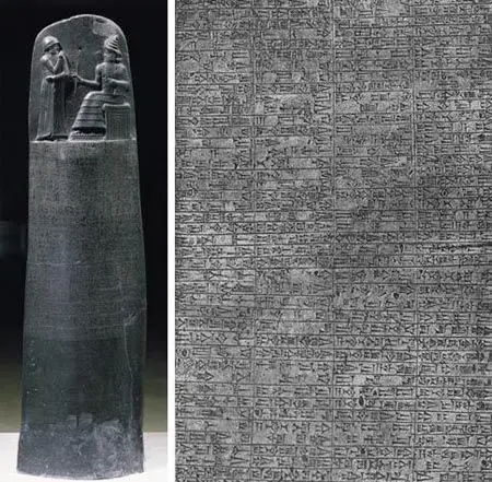 Detail ukiran pada stele Hammurabi