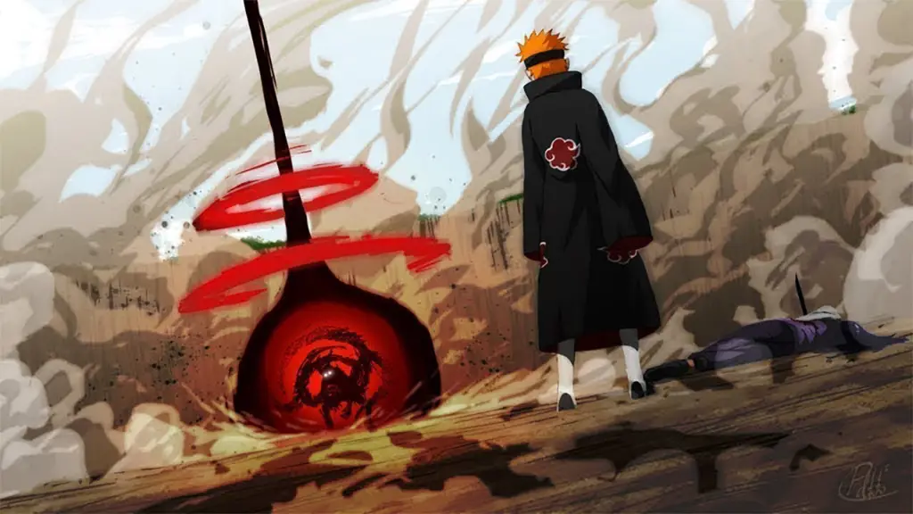 Naruto sedang bertarung melawan musuh yang kuat