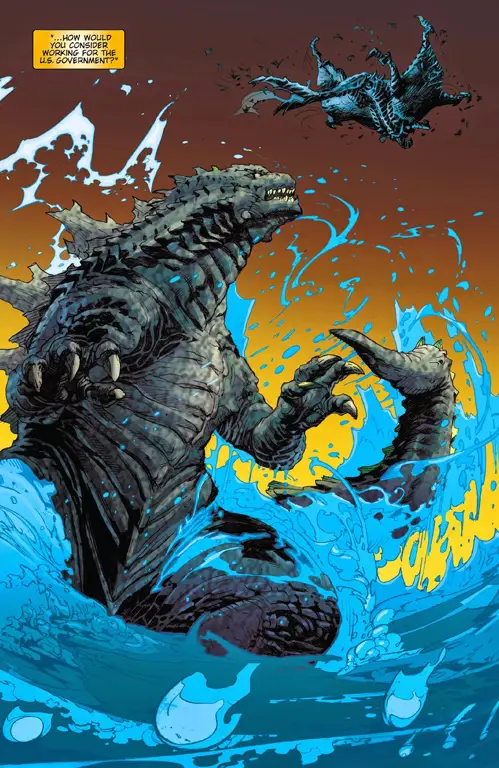 Godzilla dan Dagon beradu kekuatan di bawah laut