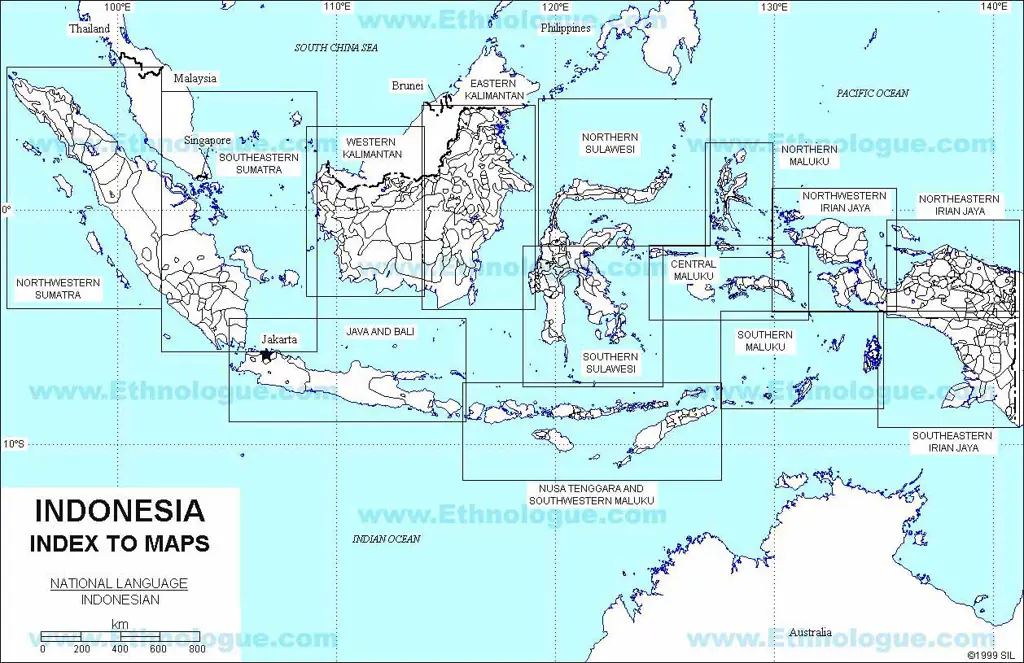 Peta Indonesia dengan berbagai dialek