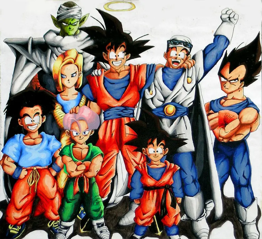 Gambar yang menampilkan berbagai karakter Dragon Ball Z