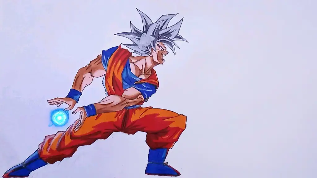 Goku sedang mengeluarkan jurus Kamehameha