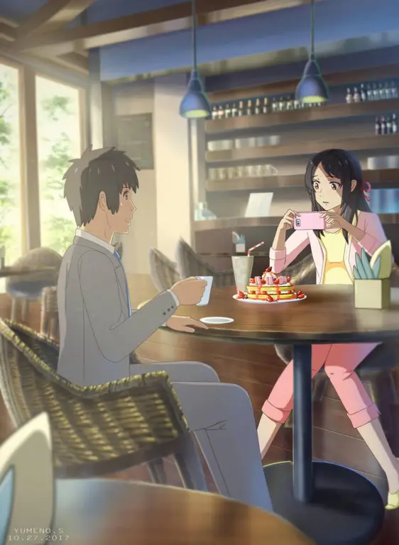 Mitsuha dan Taki, karakter utama dalam Kimi no Nawa