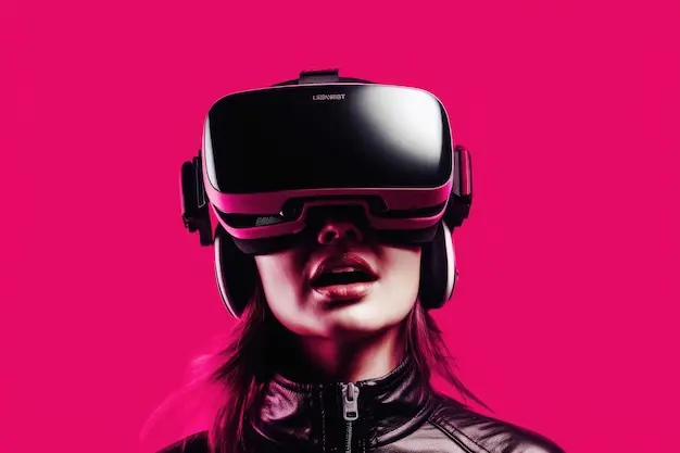 Seseorang menggunakan headset VR untuk tur virtual