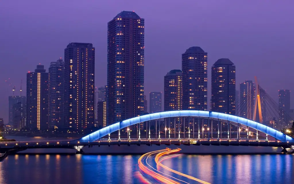 Pemandangan kota Tokyo di malam hari