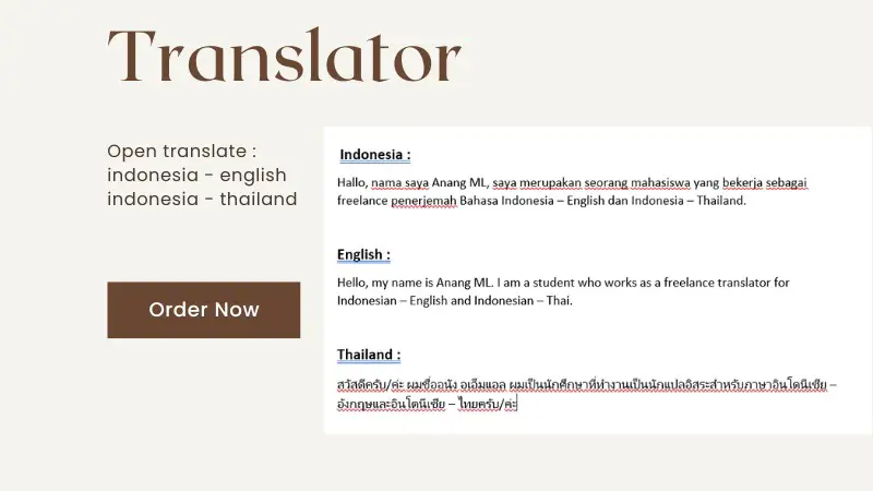 Contoh terjemahan bahasa Thailand-Indonesia