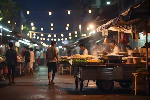 Suasana pasar tradisional di Thailand