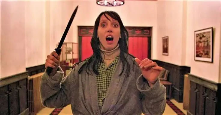 Gambar Wendy Torrance yang ketakutan dalam film The Shining