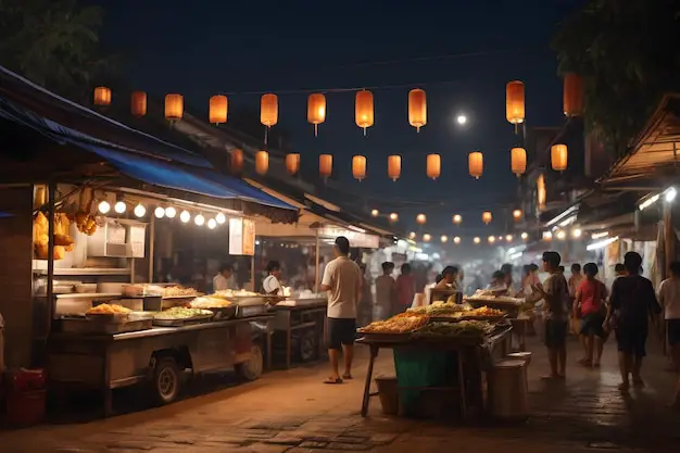 Pasar jalanan Thailand yang ramai