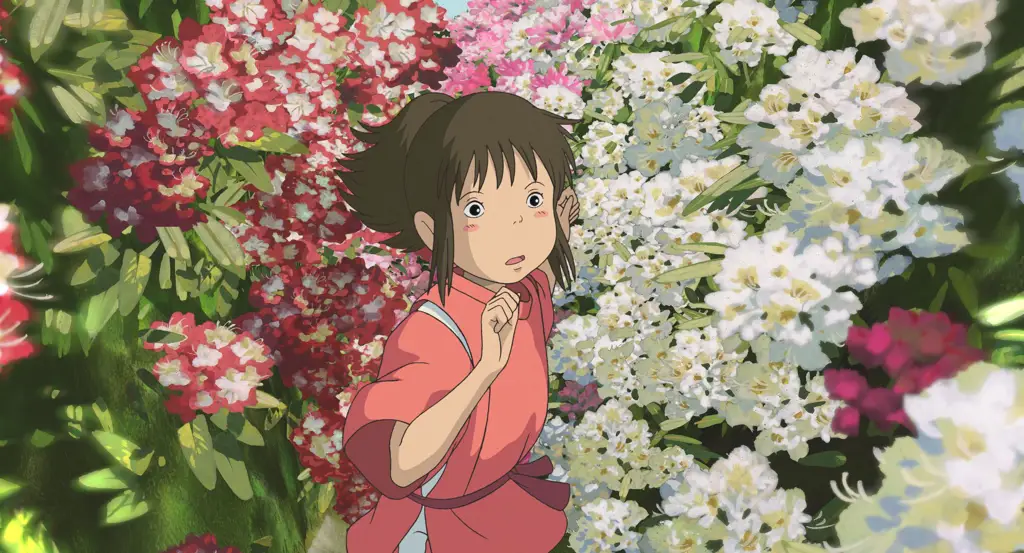 Contoh gambar Studio Ghibli, seperti pemandangan dari film-filmnya