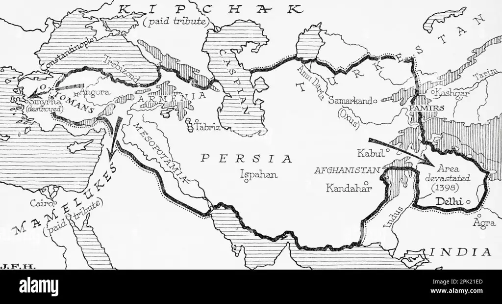 Peta historis yang menunjukkan kemungkinan asal-usul nama Yiran