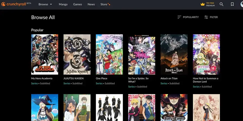 Tabel perbandingan layanan streaming anime