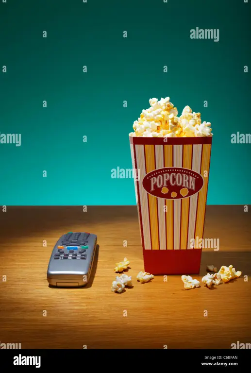 Menikmati film dengan popcorn dan remot Popcorn dan remot