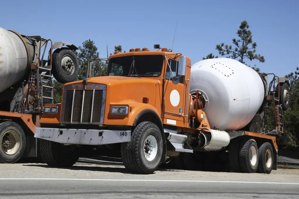 Truk molen sedang mencampur beton.