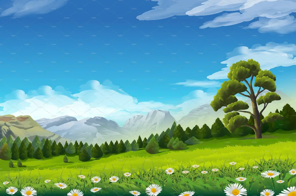 background pemandangan kartun hd