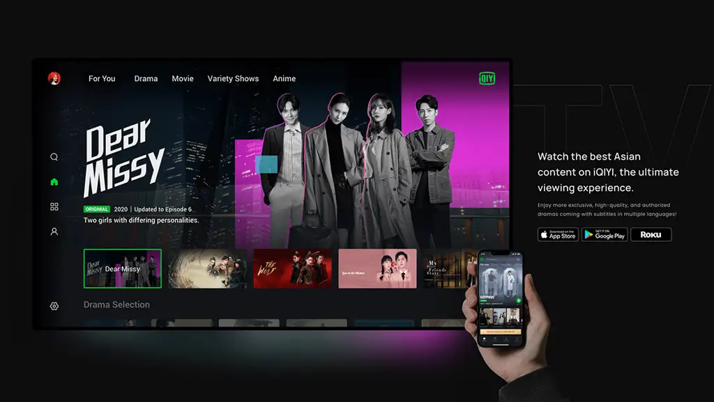 Antarmuka aplikasi iQIYI di perangkat mobile